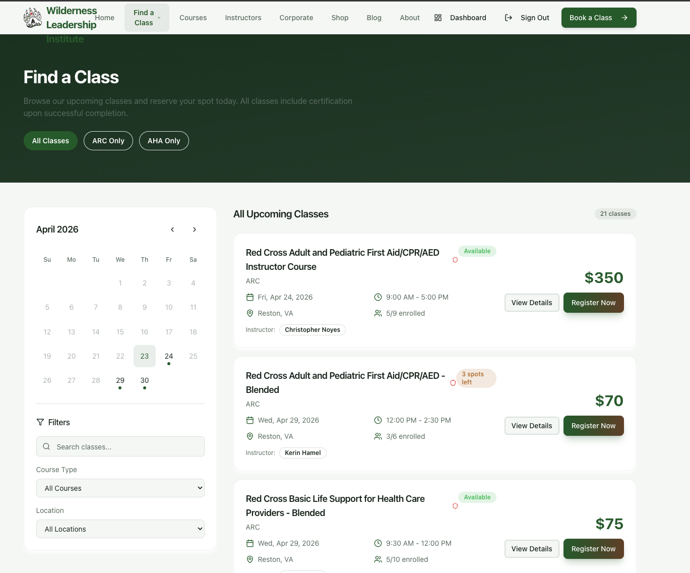 CPR Class Management Software