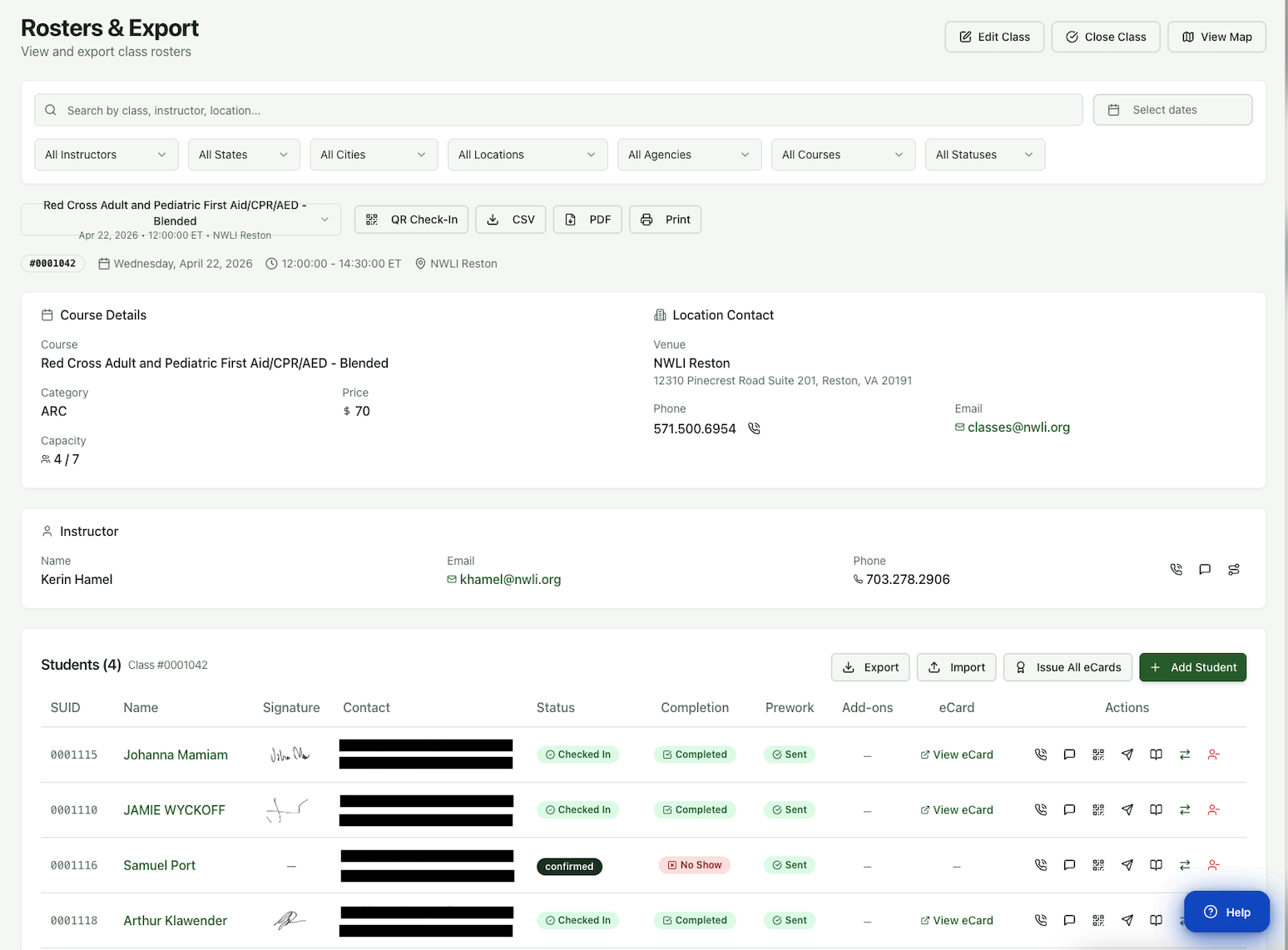 CPR Class Management Software screenshot 3